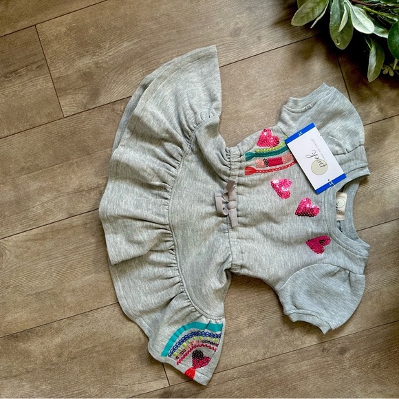 New Peek Toddler Girls Short Sleeve Sequin Dress Rainbow And Hearts size 2T - Picture 8 of 16